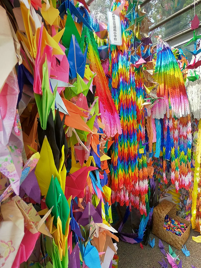 Paper cranes donated by people around the world