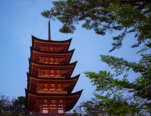 Tall shrines on Miyajima island