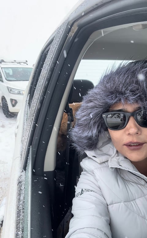  From dusty brown roads, the entire area transformed into a scene from a white Christmas story