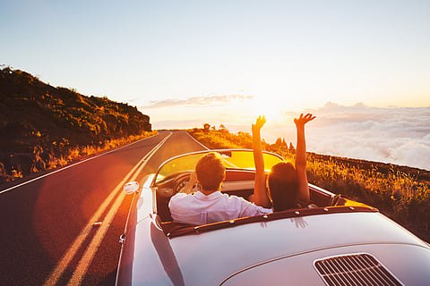 A couple on a road trip