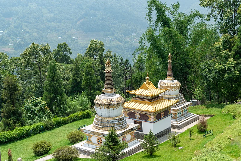 Inside the Rumtek Monastery, also called the Dharma Chakra Centre, near Gangtok