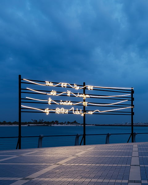 Galleria Continua, This Horizon Inside of Us, Animated Light Installation, 975 x 487 cm (384 x 192 in), 2023. Courtesy of the artist and Galleria Continua