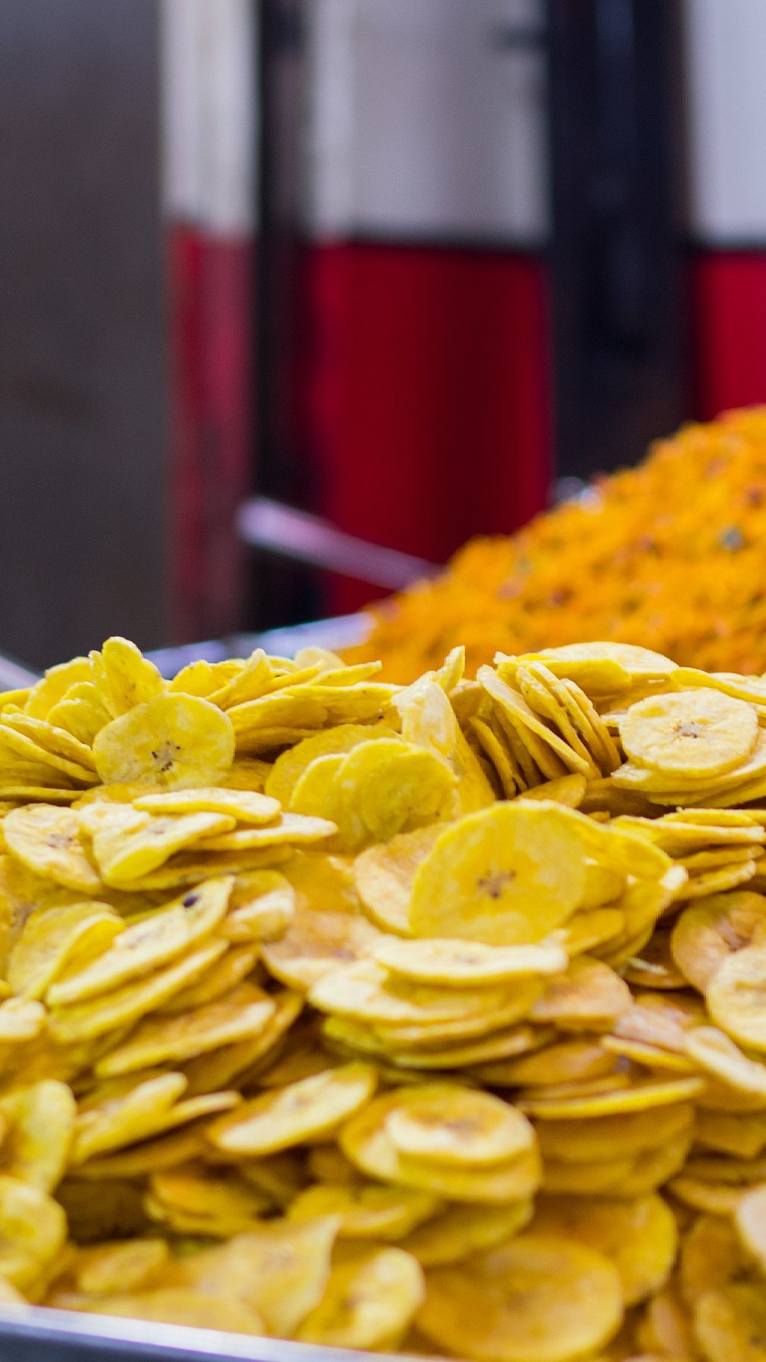 Banana chips and jackfruit chips are popularly available at every shop around the corner