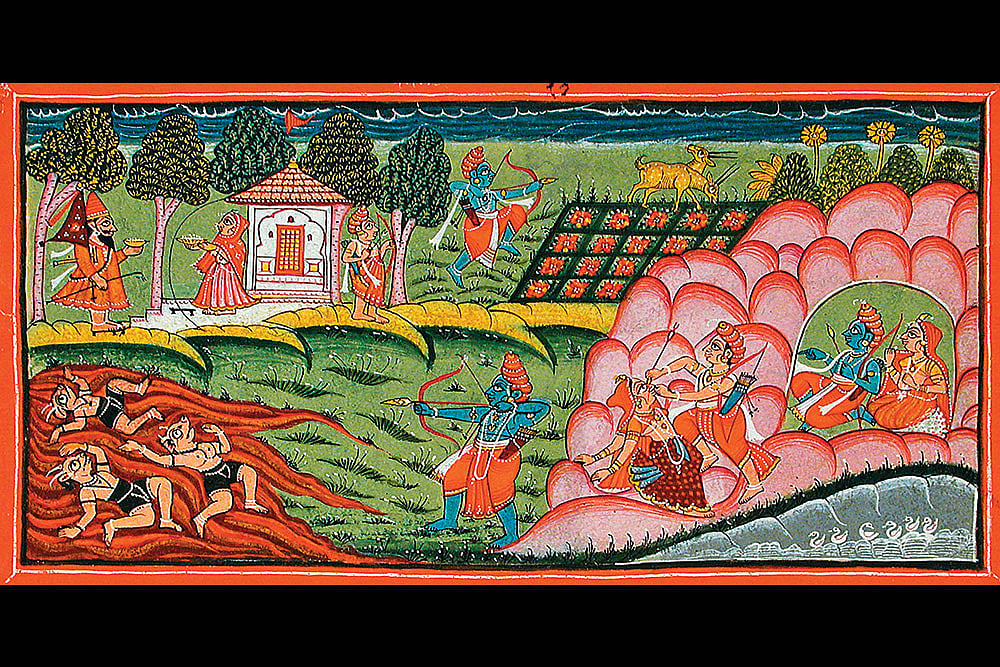 Wikimedia Commons : Episodes in the Panchavati Forest—a folio from the Ramayana, capturing the adventures of Rama