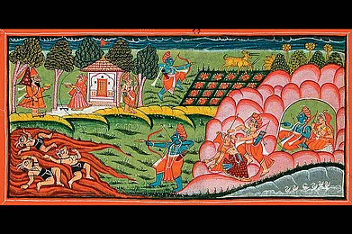Wikimedia Commons : Episodes in the Panchavati Forest—a folio from the Ramayana, capturing the adventures of Rama
