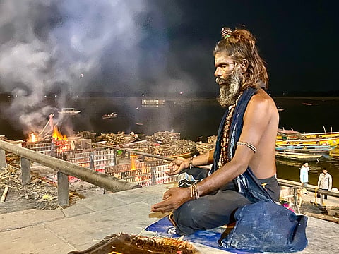 An Aghori in meditation at Varanasi.