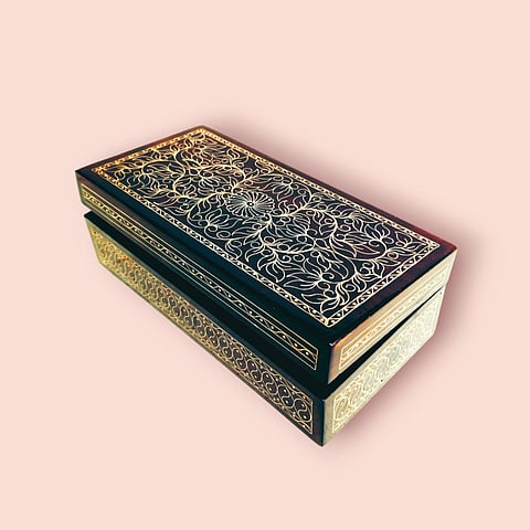 A box adorned with Tarkashi art. 
