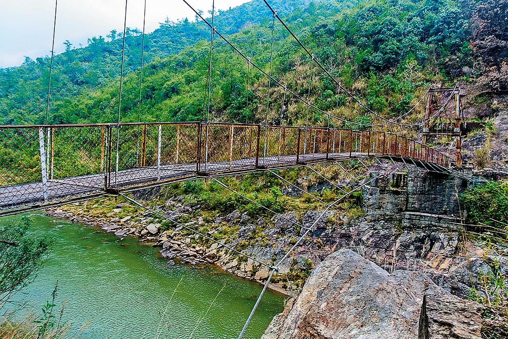 Hanging bridge over Mawphlang River