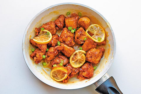 Aman Chicken is famous 
for its lemon chicken