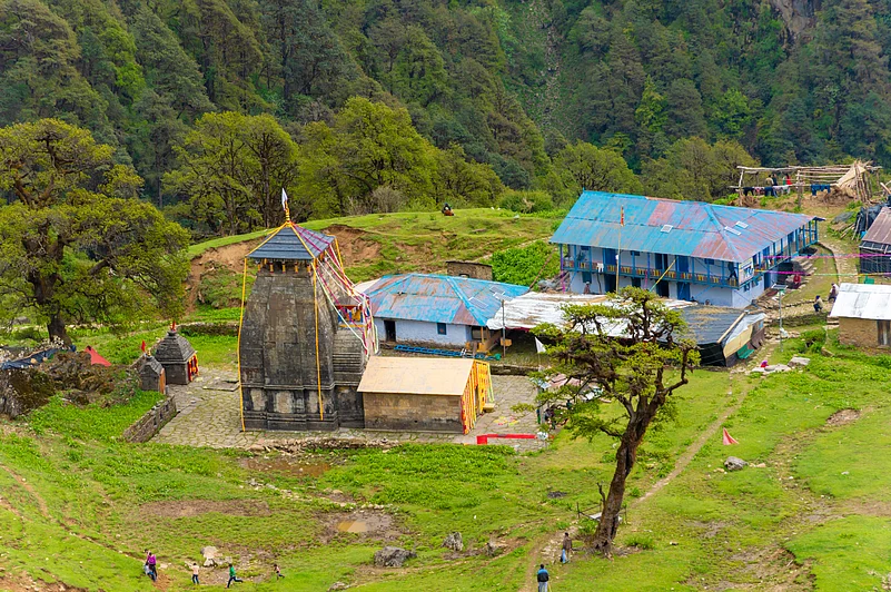 The Madhyamaheshwar Temple as seen from a hill