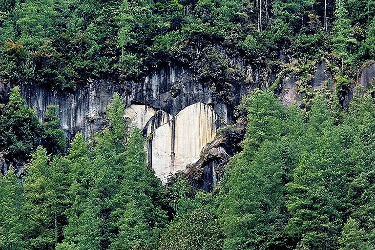 A large heart-shaped natural formation on an escarpment outside Anini - Ananda Banerjee