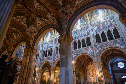 The Basilica of Sant'Ubaldo near Gubbio in Umbria.