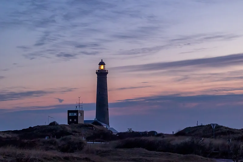 Twilight colours over the Skagen Lighthouse in Grenen.