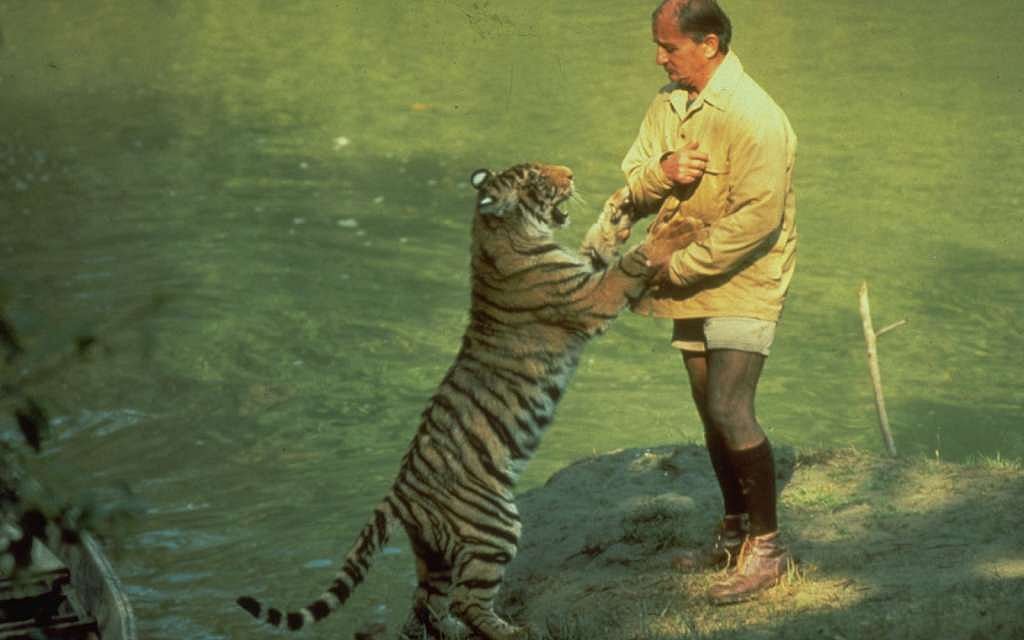 Singh with Tara, a female tiger who he procured from the United Kingdom.