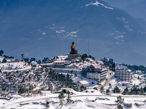 A snow-laden view of Tawang