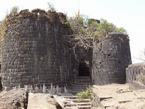 The entrance to Purandar Fort.