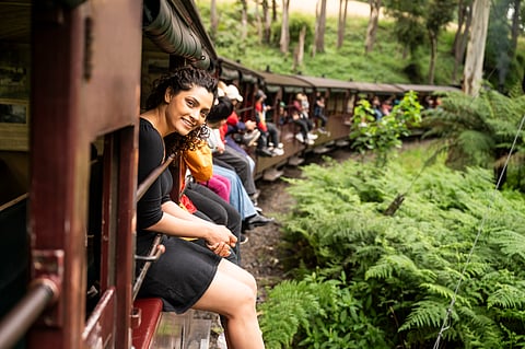 Kher aboard the iconic Puffing Billy Railway