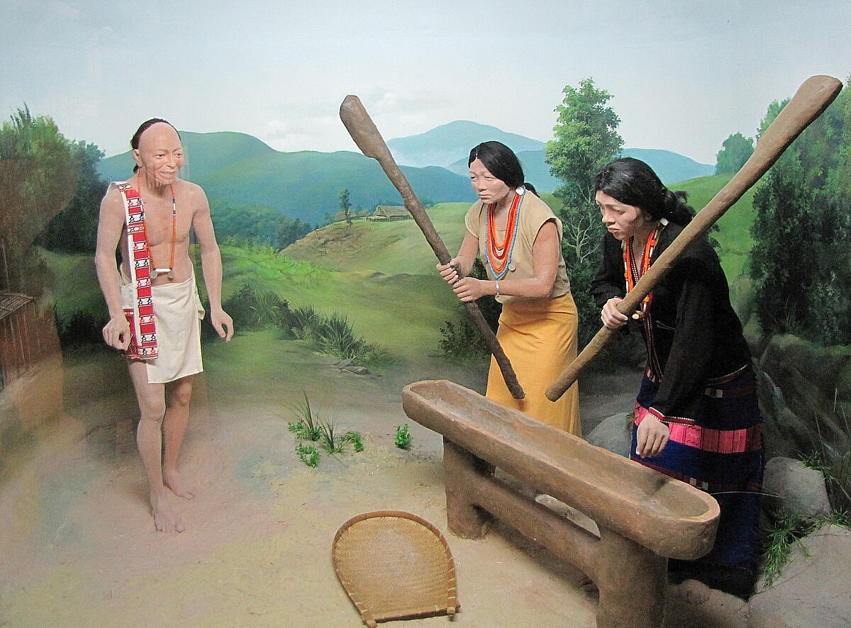 Diorama and wax figures of Nocte people at Jawaharlal Nehru Museum, Itanagar, Arunachal Pradesh.