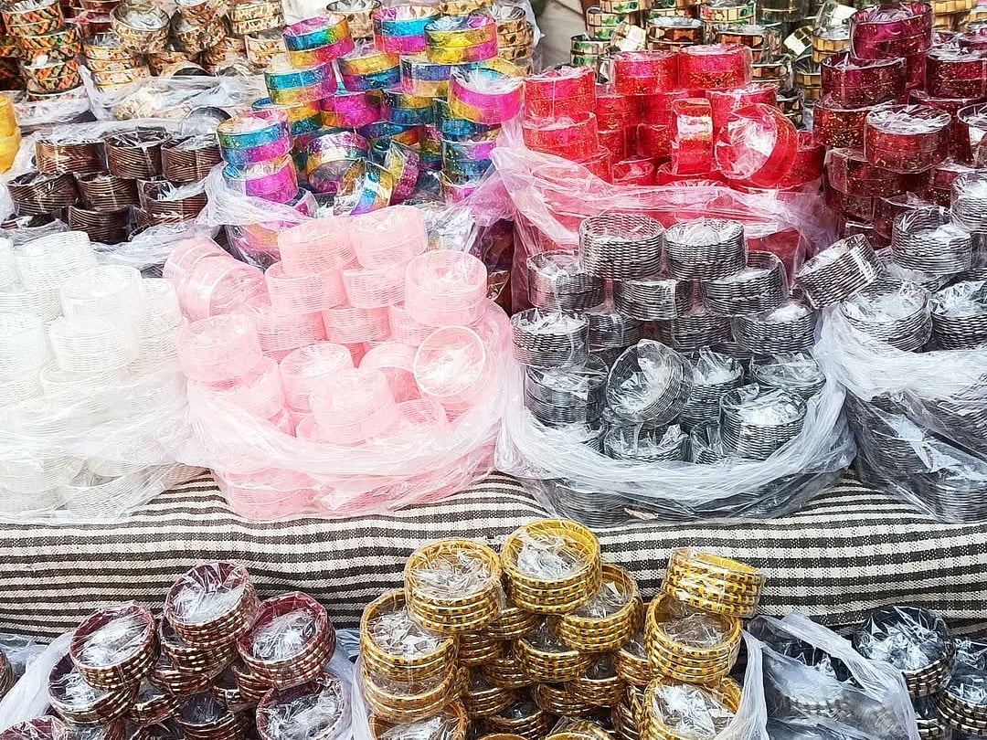 Bangles for sale at a shop in Firozabad.
