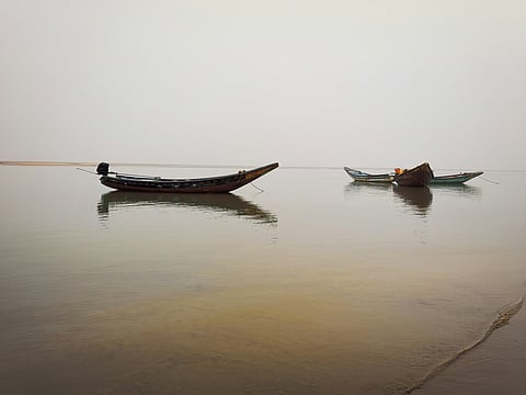 Boats at a beach in Digha.