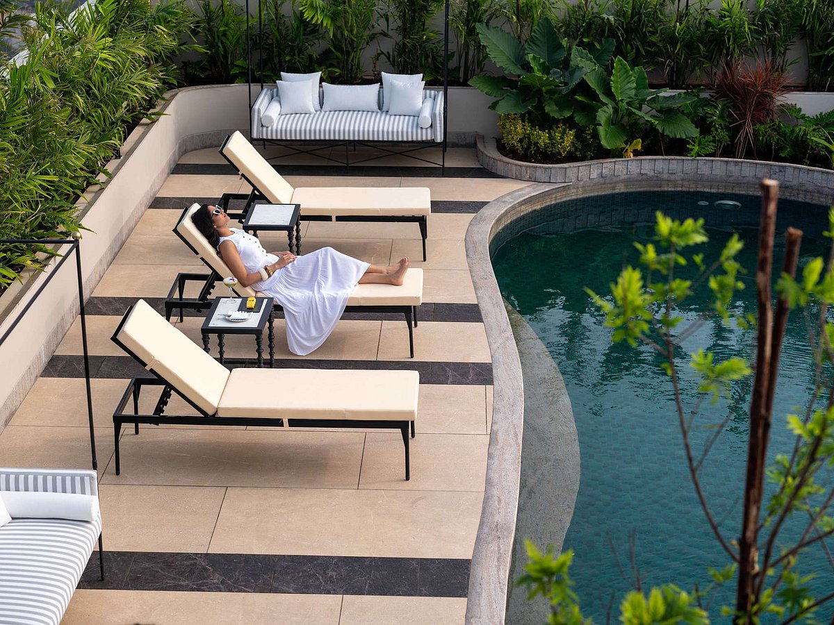 Guests can relax at the Pullman Chennai Anna Salais outdoor pool.