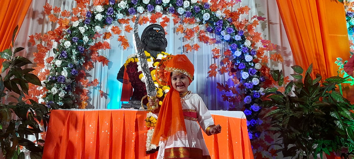 A four-year-old girl all dressed up for the Jayanti. 