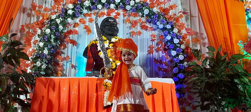 A four-year-old girl all dressed up for the Jayanti.