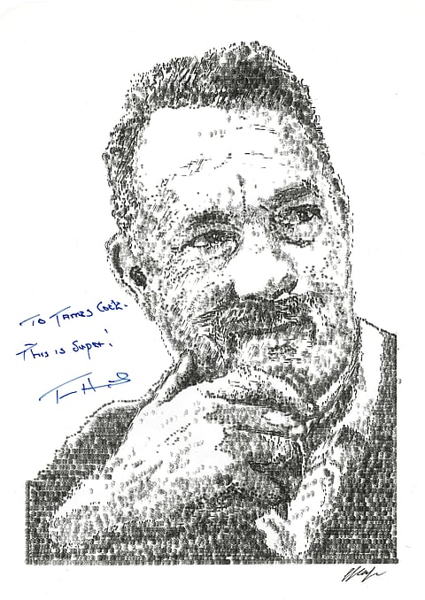 Tom Hanks signed typewriter art