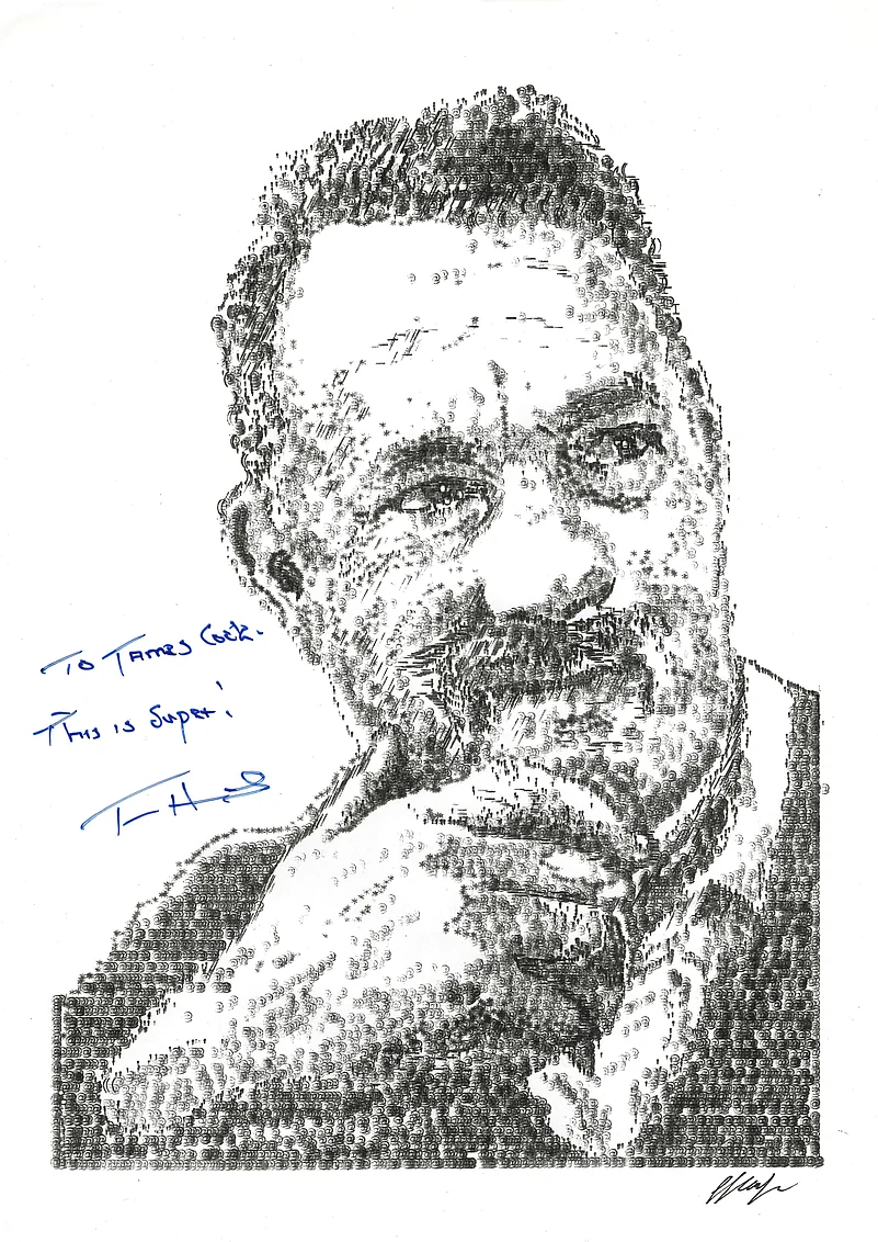 Tom Hanks signed typewriter art