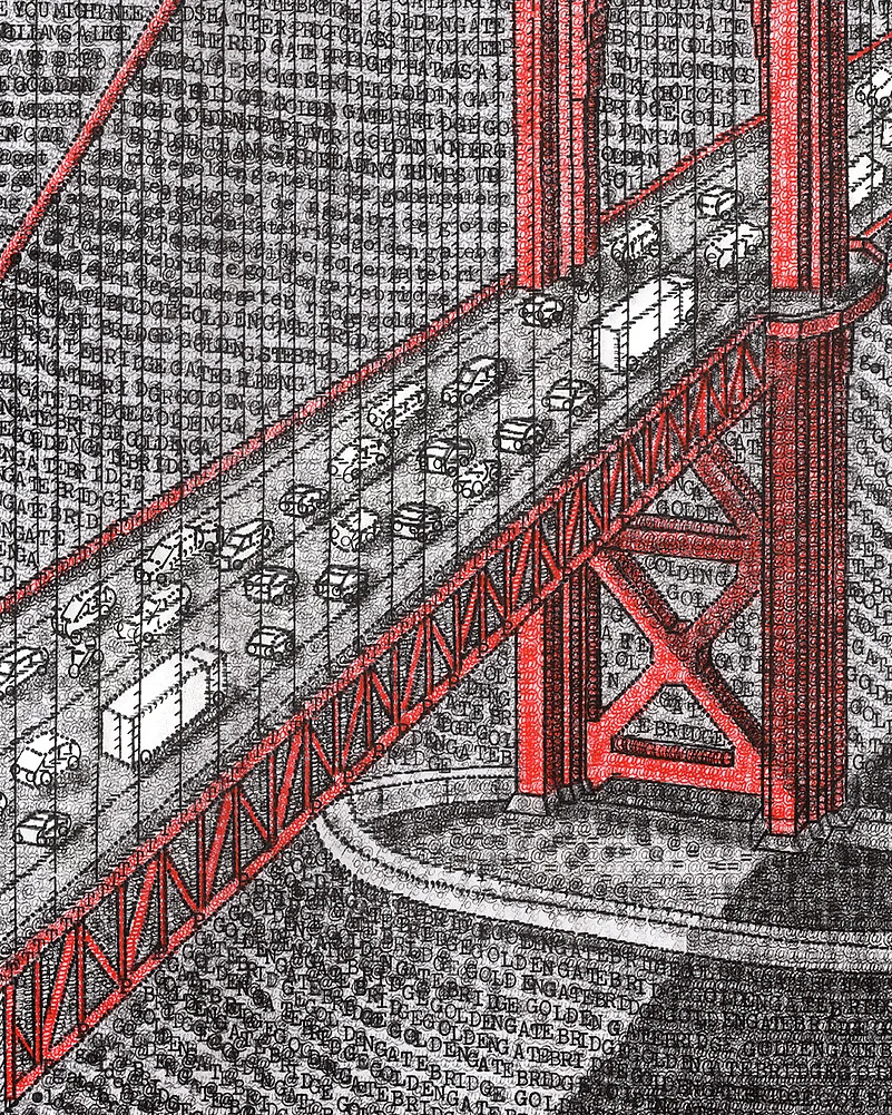 A closer look at the Golden Gate Bridge artwork
