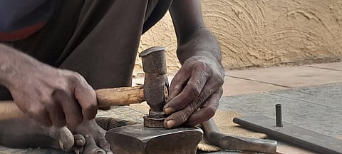 Nanji Maheshwari making his copper bells
