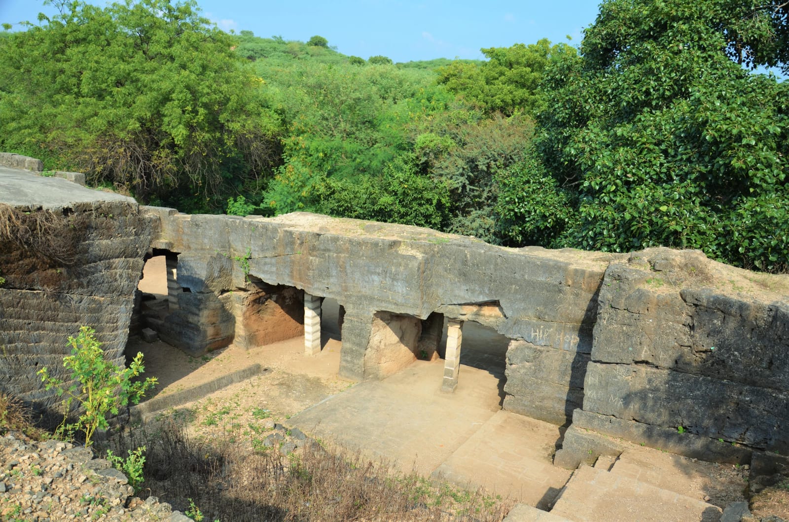 The Khambhalida Caves are three Buddhist caves located in Jetpur, Gujarat.