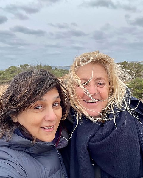 Choudhary takes a selfie with Jane. 