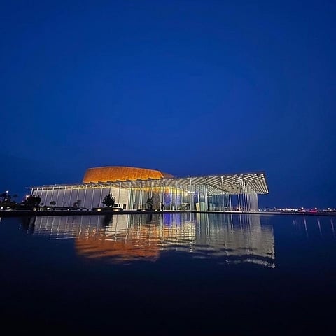 The museum features a striking façade and courtyard 