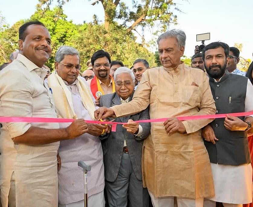Chief Minister Siddaramaiah (second from left) inaugurates the Karnataka State Legislature Book Fair 2025