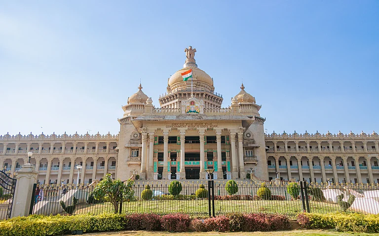 The Vidhana Soudha was completed in 1956 and is constructed in the Neo-Dravidian style - Sanket Mishraa/Shutterstock