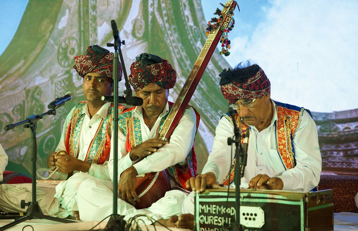 Cultural performance by a group of folk musicians from Dhordo village at IRTSA 2025: Gujarat Chapter