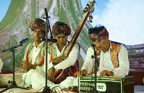 Cultural performance by a group of folk musicians from Dhordo village at IRTSA 2025: Gujarat Chapter