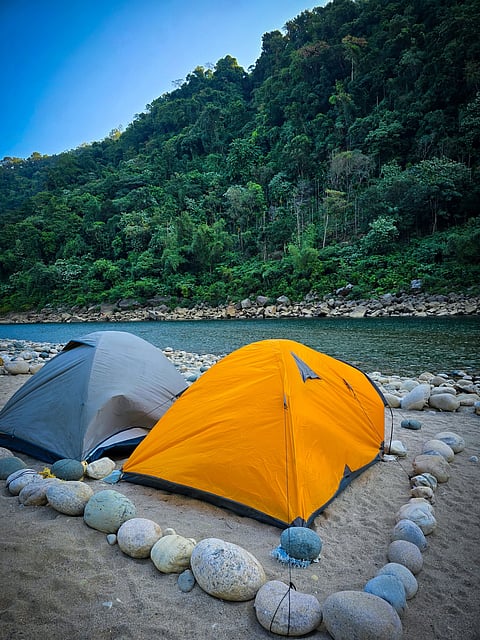 Camping at the Dawki River in Meghalaya