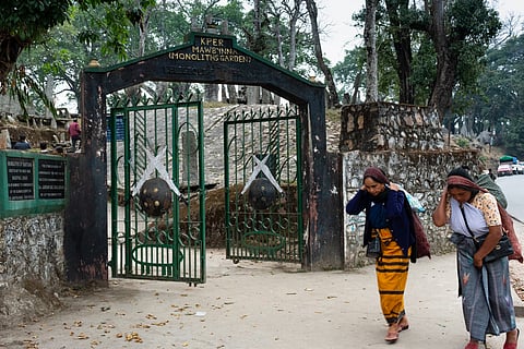 Local Jaintia women at the 'mawbynna'