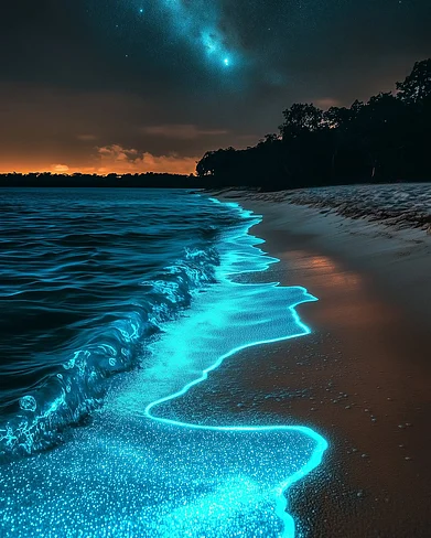 wondervisionary/instagram : A view of a bioluminescent beach