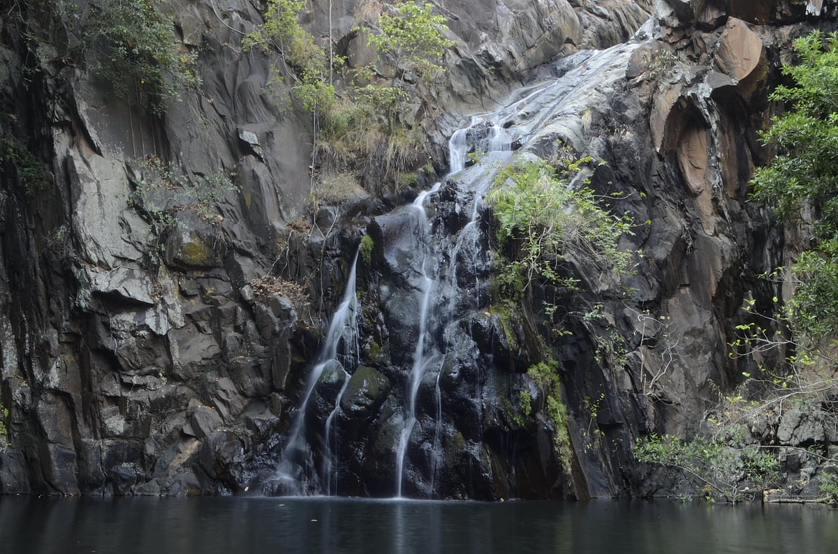 PJeganathan/Wikimedia Commons : A waterfall in the Sri Lankamalleswara Wildlife Sanctuary