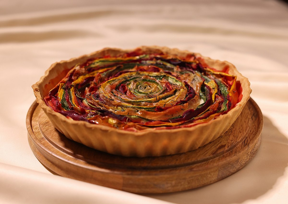 Zucchini, Beetroot and Prosciutto Rose Tart