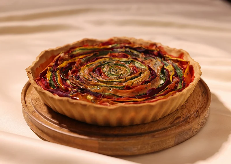 Zucchini, Beetroot and Prosciutto Rose Tart