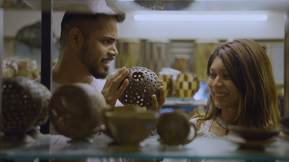 The craft blends brass work with the natural beauty of coconut shells