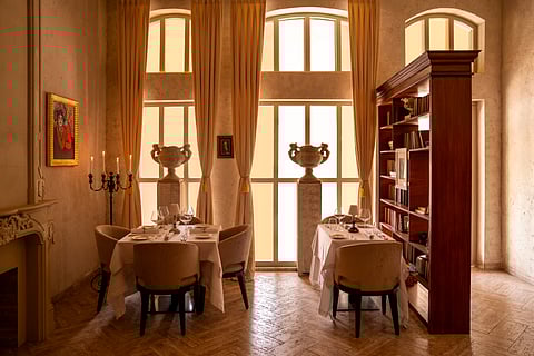 The gothic Italian church-like interiors of Ristorante by Dali