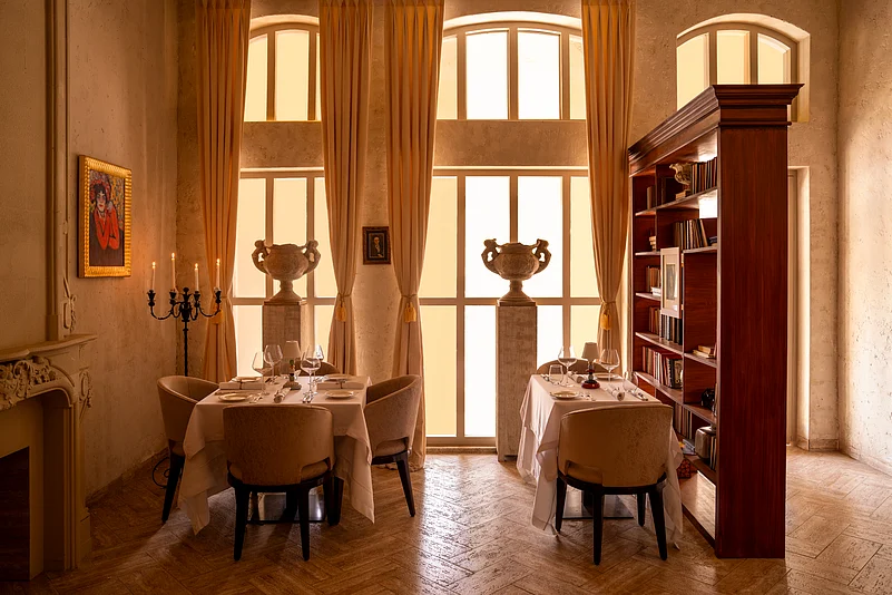 The gothic Italian church-like interiors of Ristorante by Dali