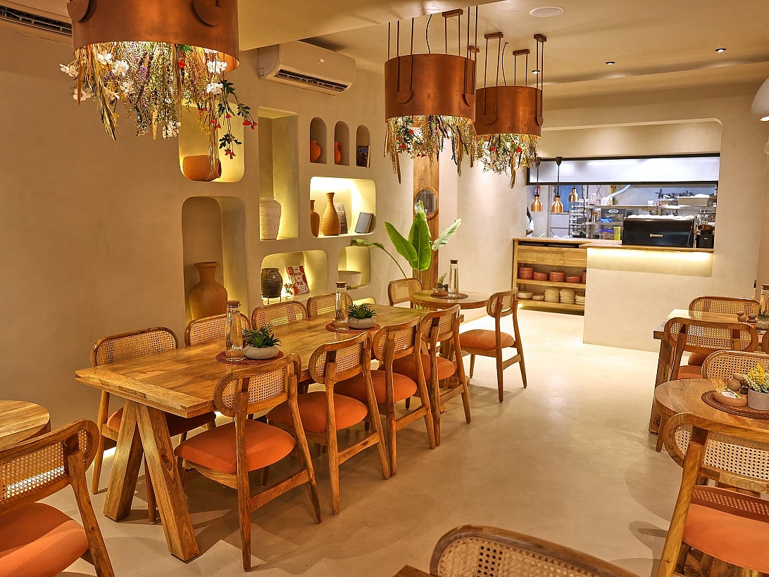 The space is warm and rustic 