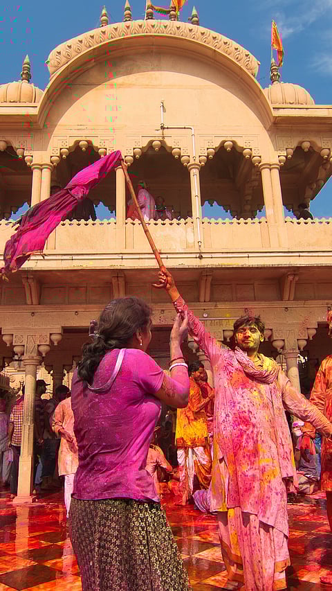 Holi celebration at Radha Rani Temple in Barsana