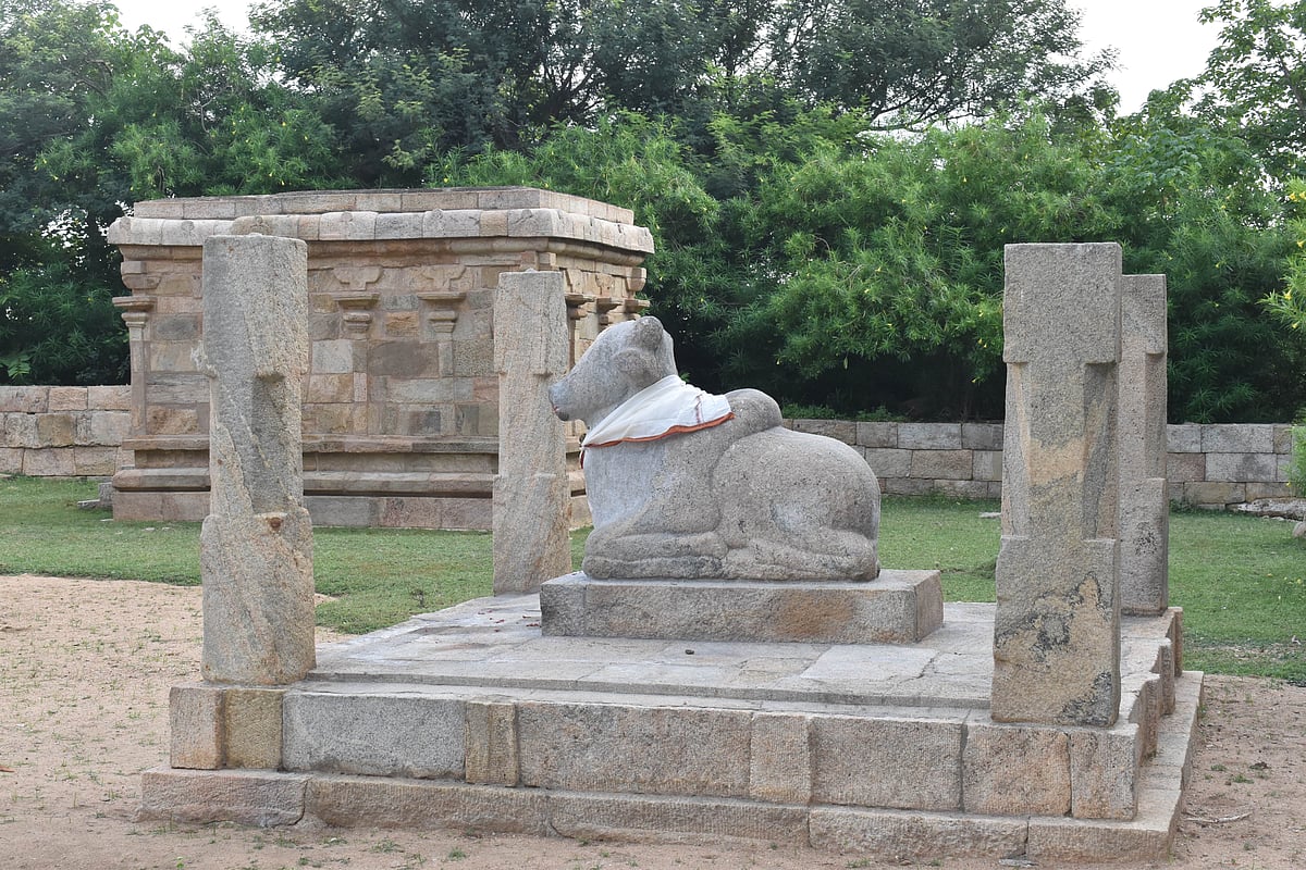 A statue of Nandi at the Vijayalaya Choleeswaram Temple